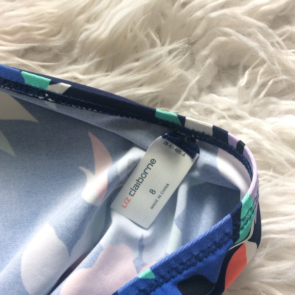 NWT Liz Claiborne Navy Floral Bandeau Tankini Top - Picture 4 of 5